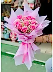 10 Lü ithal pembe gül